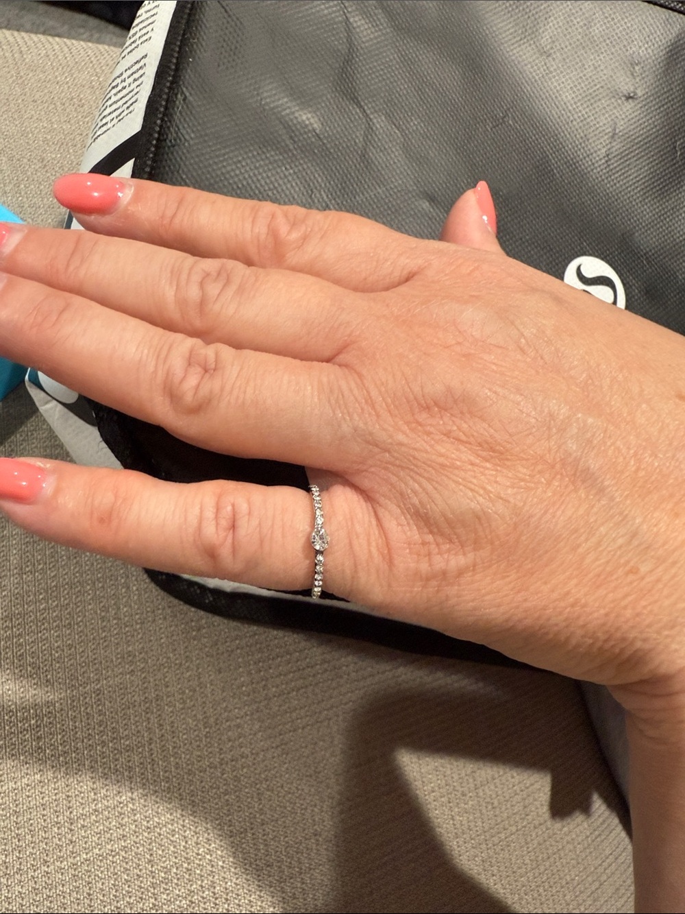 Delicate Cubic Zirconia Silver Stackable Ring - Pink